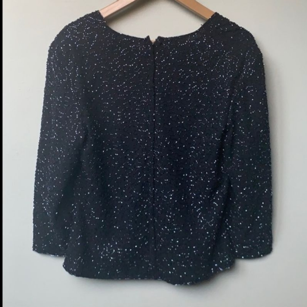 Dressbarn Collection Beaded Top Long sleeve Beautiful black - Picture 2 of 8